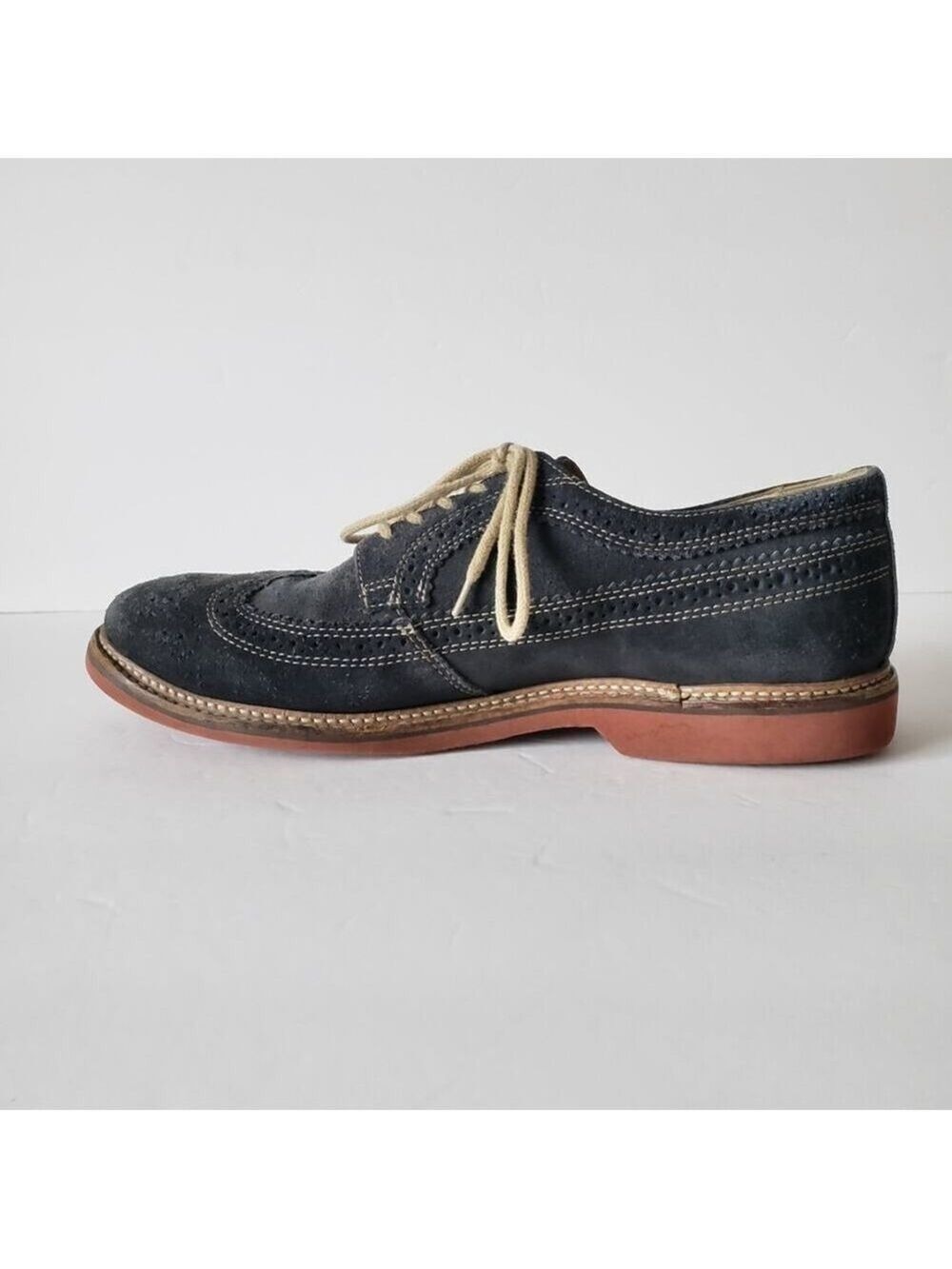1901 Gray Suede Oxford Wingtip Shoes Size 9 - Picture 3 of 9